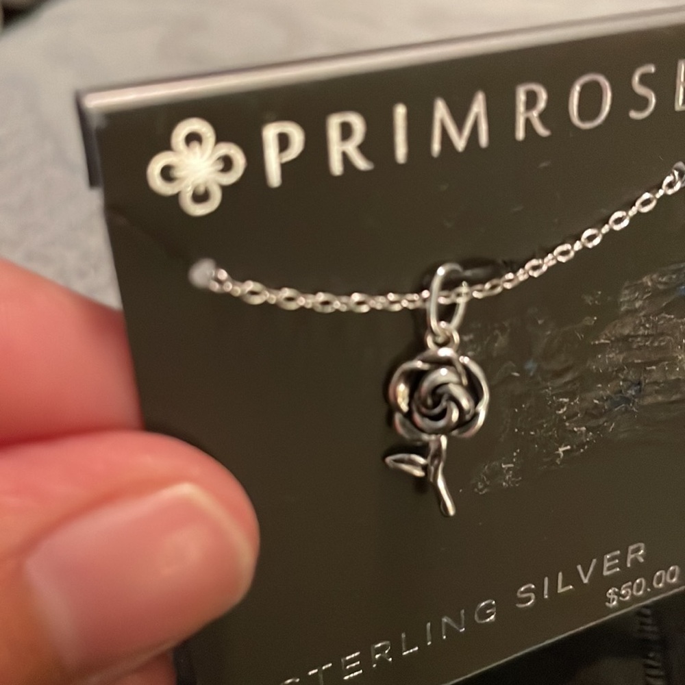 Primrose Sterling Silver Rose Necklace